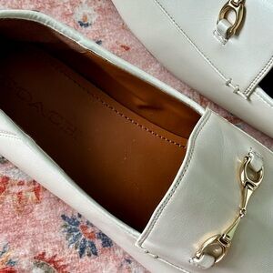 Coach Cream Loafers with Gold Hardware